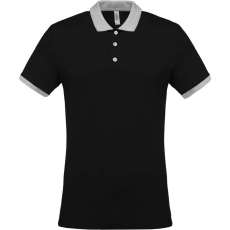 KARIBAN Férfi galléros piké póló, kontrasztos passzékkal, Kariban KA258, Black/Oxford Grey-XL
