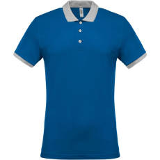 KARIBAN Férfi galléros piké póló, kontrasztos passzékkal, Kariban KA258, Light Royal Blue/Oxford Grey-3XL