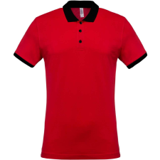 KARIBAN Férfi galléros piké póló, kontrasztos passzékkal, Kariban KA258, Red/Black-M férfi póló