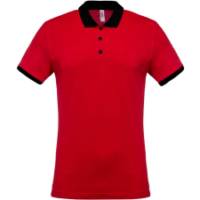KARIBAN Férfi galléros piké póló, kontrasztos passzékkal, Kariban KA258, Red/Black-S férfi póló