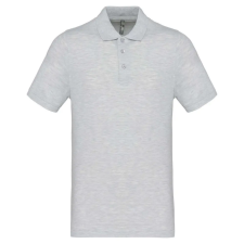 KARIBAN férfi galléros piké póló, rövid ujjú KA254, Ash Heather-4XL férfi póló
