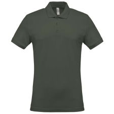 KARIBAN férfi galléros piké póló, rövid ujjú KA254, Dark Khaki-XL férfi póló