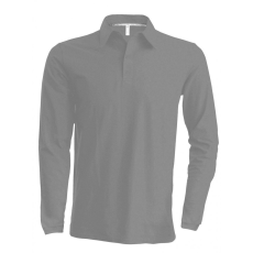 KARIBAN Férfi galléros póló Kariban KA243 Men'S Long-Sleeved polo Shirt -3XL, Oxford Grey