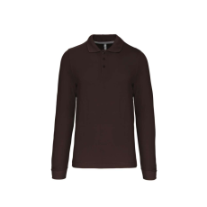 KARIBAN Férfi hosszú ujjú galléros piké póló, Kariban KA243, Chocolate-3XL
