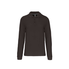 KARIBAN Férfi hosszú ujjú galléros piké póló, Kariban KA243, Dark Grey-3XL férfi póló