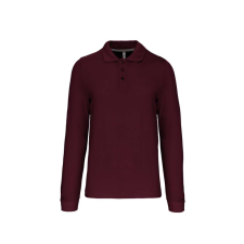 KARIBAN Férfi hosszú ujjú galléros piké póló, Kariban KA243, Wine-2XL férfi póló
