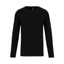 KARIBAN férfi hosszú ujjú kereknyakú sztreccs póló KA3016, Black-2XL férfi póló