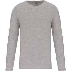 KARIBAN férfi hosszú ujjú kereknyakú sztreccs póló KA3016, Light Grey Heather-L