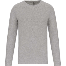 KARIBAN Férfi hosszú ujjú kereknyakú sztreccs póló, Kariban KA3016, Light Grey Heather-XL férfi póló