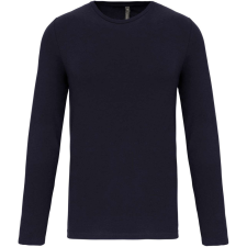 KARIBAN Férfi hosszú ujjú kereknyakú sztreccs póló, Kariban KA3016, Navy-XL férfi póló