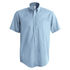 KARIBAN Férfi ing Kariban KA531 Short-Sleeved Cotton/Elastane Shirt -M, Light Blue