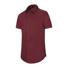 KARIBAN Férfi ing Kariban KA531 Short-Sleeved Cotton/Elastane Shirt -XL, Wine férfi ing