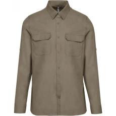 KARIBAN Férfi ing Kariban KA590 Men'S Long-Sleeved Safari Shirt -4XL, Light Khaki