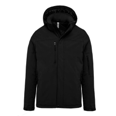 KARIBAN Férfi kapucnis, bélelt softshell kabát, Kariban KA650, Black-3XL