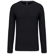 KARIBAN Férfi kereknyakú hosszú ujjú pamut póló, Kariban KA359, Black-S