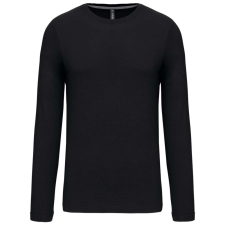 KARIBAN Férfi kereknyakú hosszú ujjú pamut póló, Kariban KA359, Black-XL férfi póló
