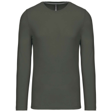 KARIBAN Férfi kereknyakú hosszú ujjú pamut póló, Kariban KA359, Dark Khaki-2XL