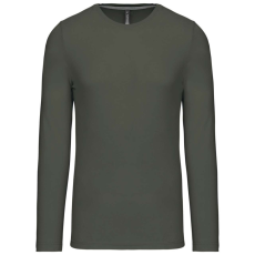 KARIBAN Férfi kereknyakú hosszú ujjú pamut póló, Kariban KA359, Dark Khaki-M