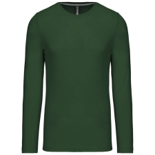 KARIBAN Férfi kereknyakú hosszú ujjú pamut póló, Kariban KA359, Forest Green-3XL férfi póló