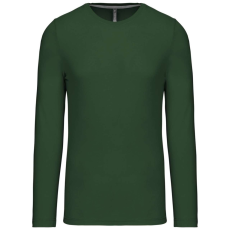 KARIBAN Férfi kereknyakú hosszú ujjú pamut póló, Kariban KA359, Forest Green-S
