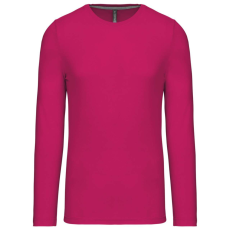 KARIBAN Férfi kereknyakú hosszú ujjú pamut póló, Kariban KA359, Fuchsia-XL