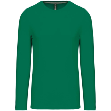 KARIBAN Férfi kereknyakú hosszú ujjú pamut póló, Kariban KA359, Kelly Green-XL férfi póló