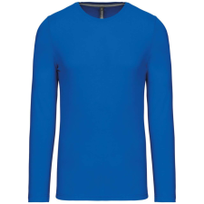 KARIBAN Férfi kereknyakú hosszú ujjú pamut póló, Kariban KA359, Light Royal Blue-4XL férfi póló