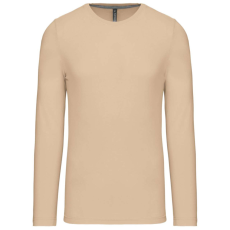 KARIBAN Férfi kereknyakú hosszú ujjú pamut póló, Kariban KA359, Light Sand-4XL