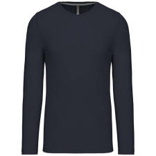 KARIBAN Férfi kereknyakú hosszú ujjú pamut póló, Kariban KA359, Navy-XL férfi póló