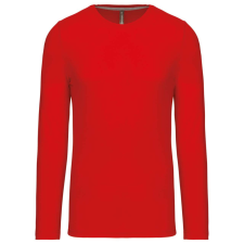 KARIBAN Férfi kereknyakú hosszú ujjú pamut póló, Kariban KA359, Red-2XL férfi póló