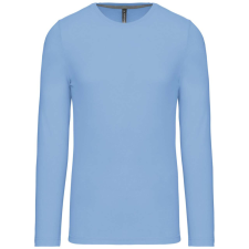 KARIBAN Férfi kereknyakú hosszú ujjú pamut póló, Kariban KA359, Sky Blue-2XL férfi póló