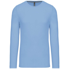 KARIBAN Férfi kereknyakú hosszú ujjú pamut póló, Kariban KA359, Sky Blue-XL