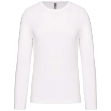 KARIBAN Férfi kereknyakú hosszú ujjú pamut póló, Kariban KA359, White-XL