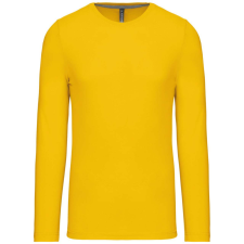 KARIBAN Férfi kereknyakú hosszú ujjú pamut póló, Kariban KA359, Yellow-3XL férfi póló
