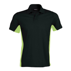 KARIBAN Férfi kétszínű rövid ujjú galléros piké póló, Kariban KA232, Black/Lime-2XL