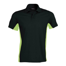 KARIBAN Férfi kétszínű rövid ujjú galléros piké póló, Kariban KA232, Black/Lime-3XL férfi póló