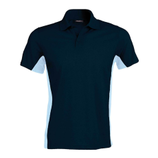 KARIBAN Férfi kétszínű rövid ujjú galléros piké póló, Kariban KA232, Navy/Sky Blue-XL