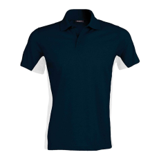 KARIBAN Férfi kétszínű rövid ujjú galléros piké póló, Kariban KA232, Navy/White-3XL