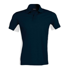 KARIBAN Férfi kétszínű rövid ujjú galléros piké póló, Kariban KA232, Navy/White-S férfi póló