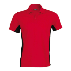 KARIBAN Férfi kétszínű rövid ujjú galléros piké póló, Kariban KA232, Red/Black-3XL
