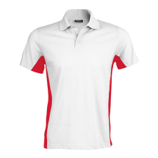 KARIBAN Férfi kétszínű rövid ujjú galléros piké póló, Kariban KA232, White/Red-XL férfi póló