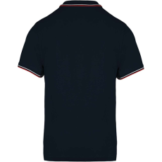 KARIBAN Férfi kontrasztcsíkos rövid ujjú galléros piké póló, Kariban KA250, Navy/Red/White-M
