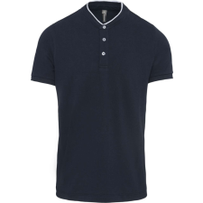 KARIBAN Férfi mandarin galléros rövid ujjú póló, Kariban KA223, Navy/White-M férfi póló