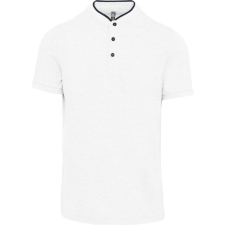 KARIBAN Férfi mandarin galléros rövid ujjú póló, Kariban KA223, White/Navy-L férfi póló