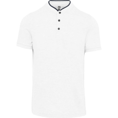 KARIBAN Férfi mandarin galléros rövid ujjú póló, Kariban KA223, White/Navy-M