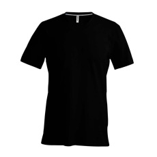 KARIBAN Férfi oldalvarrott V-nyakú rövid ujjó póló, Kariban KA357, Black-3XL