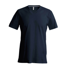 KARIBAN Férfi oldalvarrott V-nyakú rövid ujjó póló, Kariban KA357, Dark Grey-2XL férfi póló