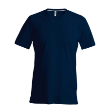 KARIBAN Férfi oldalvarrott V-nyakú rövid ujjó póló, Kariban KA357, Navy-4XL