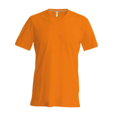 KARIBAN Férfi oldalvarrott V-nyakú rövid ujjó póló, Kariban KA357, Orange-2XL