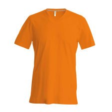 KARIBAN Férfi oldalvarrott V-nyakú rövid ujjó póló, Kariban KA357, Orange-XL férfi póló